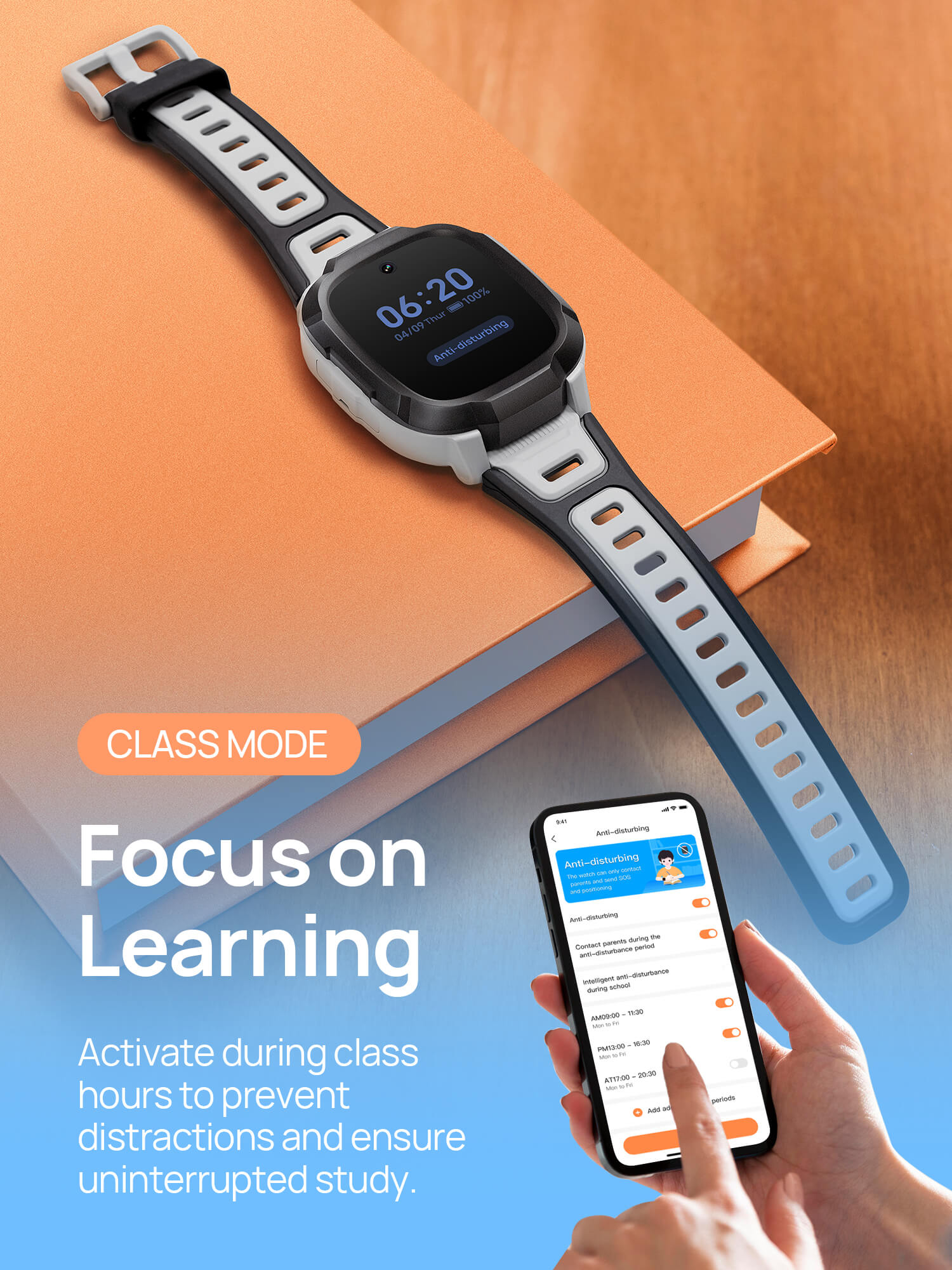 Class Mode.
Focus on Learning.
Activate during class hours to prevent distractions and ensure uninterrupted study time.